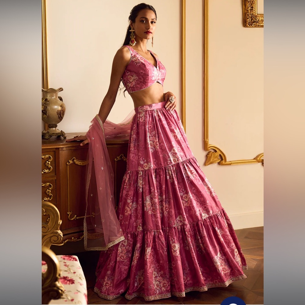 Dusty Pink Floral Lehenga